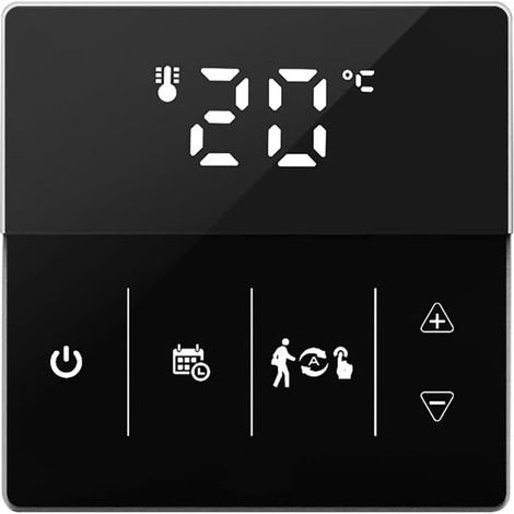 Thermostat intelligent programmable pour chaudière à gaz/chauffage au sol, contrôleur de température Wi-Fi avec application vocale (noir pour chauffage au sol électrique) (1/5)