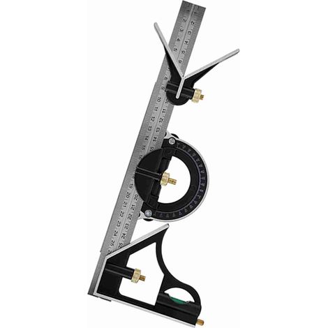 Fausse équerre réglable 300 mm acier inox alliage zinc noire règle angle outil mesure ingénieur 1 pc (1/5)