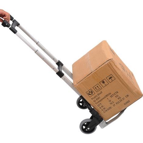 Chariot diable pliable léger télescopique 70kg aluminium argent-noir (1/5)