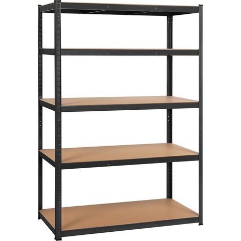Yaheetech – Étagère de rangement réglable 5 niveaux 180x120x60cm – Charge max 875 kg – Acier et MDF – Pour garage, sous-sol, atelier