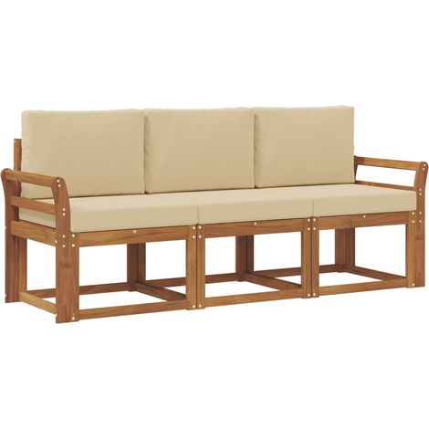 Ensemble de canapés d'extérieur 3 pcs Salon de jardin Naturel et Beige (1/5)