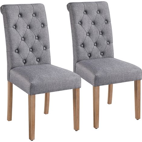 Yaheetech – Lot de 2 chaises de salle à manger en chêne et tissu – Confort optimal – Capacité 125 kg – Dimensions 45,5 x 62 x 98,5 cm – Pour cuisine et bureau