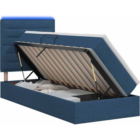 Letto con contenitore LED e materasso Blu 90 x 190 cm Tessuto vidaXL (1/5)