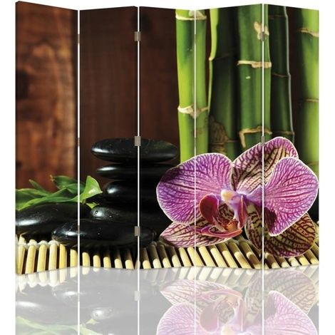 Paravento bilaterale, Ciottoli e orchidea - 180x170 (1/5)
