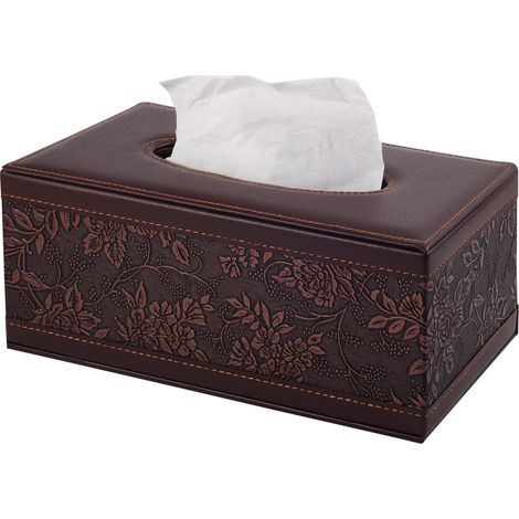 Taschentuchbox aus Leder, rechteckige Taschentuchbox, Serviettenhalter für Zuhause, Büro oder Auto, Vintage-Stil. (1/4)