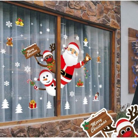 Autocollant Noel - PVC Statique - Pour Fenetre Mur Porte - 2 Planches 60x90 Cm (1/5)