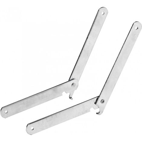 Hettich – Lot de 2 compas pour tréteau – Longueur 200 mm – Acier nickelé – Fixation droite et gauche pour tables et bancs pliables