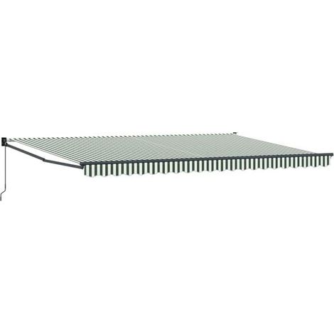 Store banne rétractable, vert, 500 x 300 cm, en polyester et aluminium. (1/5)