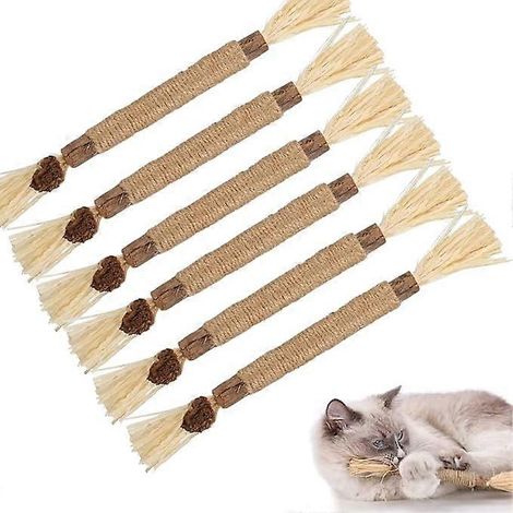 Bâtonnets à mâcher pour chats, jouets pour chats, ensemble de bâtonnets à mâcher pour chats, jouets de soin dentaire pour chats, longueur 23 cm (6 pièces) (1/5)