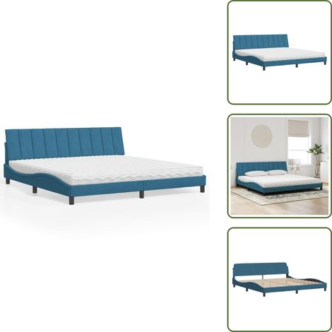 The Living Store Bett mit Matratze "Hanko" Blau 200x200 cm Samt - Samtbett (1/5)