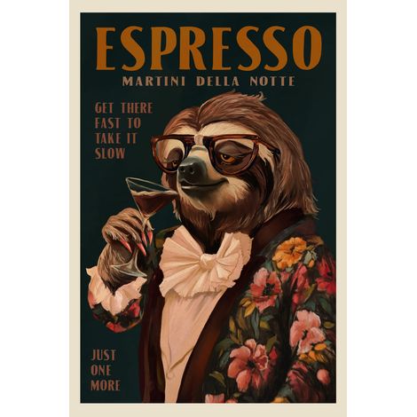 Tableau mural encadré paresseux Martini Espresso 65x97 cm - Tableau Mural Décoratif - Image Encadrée Imprimée en HD - Impression 65x97 cm sur Fibres de Bois FSC - Finition Mate - Fabriqué en France (1/3)