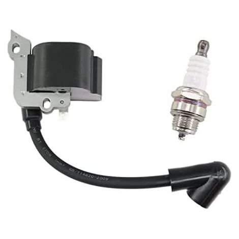 Ignition coil with spark plug for Stihl FS38 FS46 FS45 FS55 FC55 FC55Z FC55-DZ HL45 HL45Z HL45-DZ HS45 HS45Z KM55 KM55RZ KM55C KM55R Chainsaw replacement part number 4140 400 1308 (1/4)