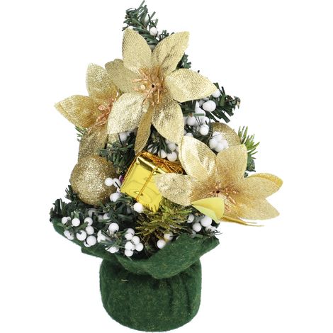 Sapin de Noël artificiel miniature, exquis et mignon, aux couleurs vives, décorations de bureau innovantes, doré (1/5)
