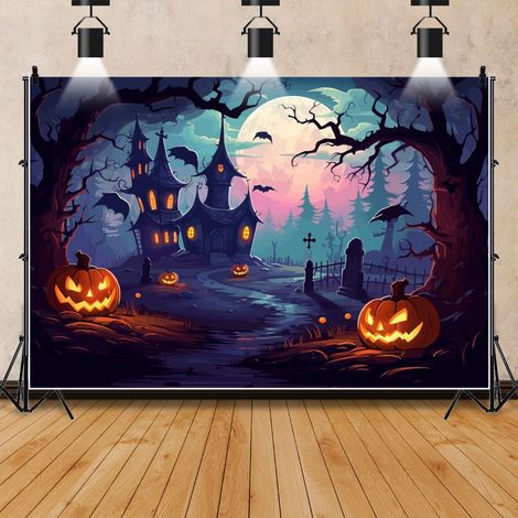 Fond d'Halloween, décoration murale haut de gamme pour une ambiance festive, bannière photo - 180 x 210 cm - Style 5