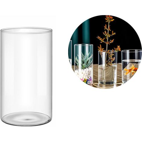 Vase en verre fonctionnel, cylindres en verre,-12cm de haut