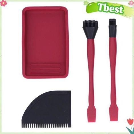 Kit Application Colle - Brosse Peigne Plateau Silicone Polypropylène - Travail Bois - 4 Pièces (1/4)