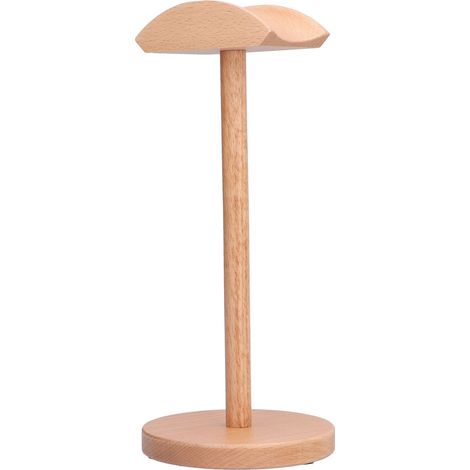 Support casque en hêtre forme originale, stable et portable, présentoir mural pour casque audio, support de casque design, crochet de rangement en bois (1/5)