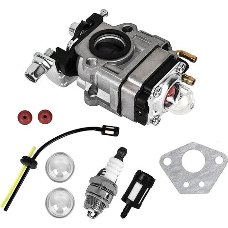 Carburateur débroussailleuse – Kit complet avec joint, tuyau, filtre et bougie d'allumage – Compatible GX35 52cc 49cc 43cc 40cc