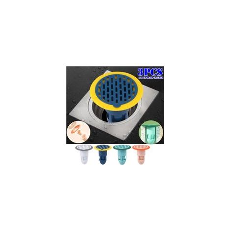 Nuovo filtro per vasca e doccia, copri tappo per sifone, filtro anti-insetti in silicone deodorante per lavandino e bagno, confezione da 3 (blu) - Crezuo