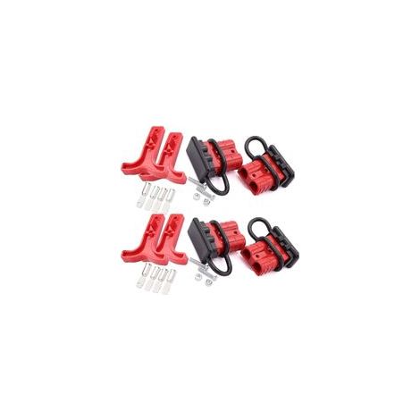 50A Connecteur de batterie 600V Batterie à Connexion Rapide Batterie Déconnexion Rapide Pour Voiture Van Les Modes Moto(4 PCS)(rouge)