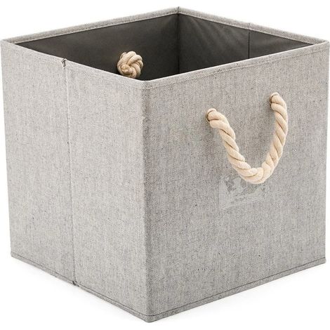 Cubes de rangement pliables, paniers de rangement multifonctionnels avec poignées en corde de coton et tissu de qualité supérieure pour l'organisation des placards et du bureau à domicile (1/5)