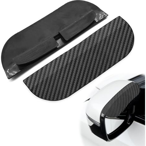 Cache-pluie pour rétroviseurs latéraux, 2 pièces, en fibre de carbone, pare-pluie pour rétroviseurs anti-étanche, protège-auto fumée à clipser, compatible voitures, camions, véhicules, SUV (1/5)
