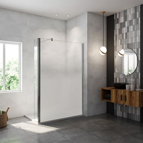 AICA paroi de douche à l'italienne 120x200cm Modèle Brume avec retour pivotant 30x200cm (1/5)