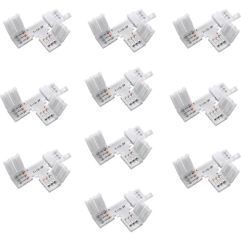 10 ensembles 3 broches connecteur LED 10 mm sans soudure connecteur d'éclairage LED extension d'éclairage en forme de T connecteur adaptateur LED sans soudure pour bandes LED WS2811 WS2812B SK6812 (1/5)