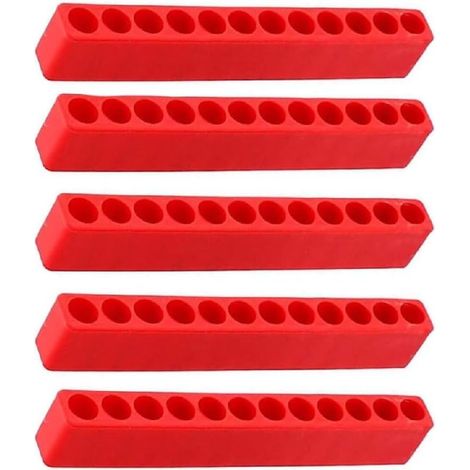 Porte Embout Visseuse, 5 Pièces Bande de Rangement pour Embouts, 12 Trous Porte-Embouts Hexagonaux, pour Tournevis, Perceuse (1/5)