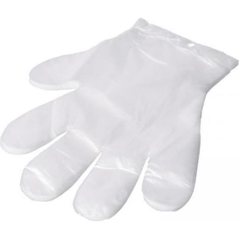 Universelle, abreißbare Schutzfolienhandschuhe am Kleiderbügel - 100 Stück.