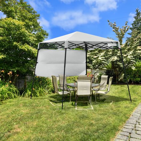 Tonnelle Pliante 182 x 182 cm Protection Solaire Portable et Léger Abri avec Sac à Dos pour Camping Fête Barbecue Jardin Patio Plage Blanc (1/3)