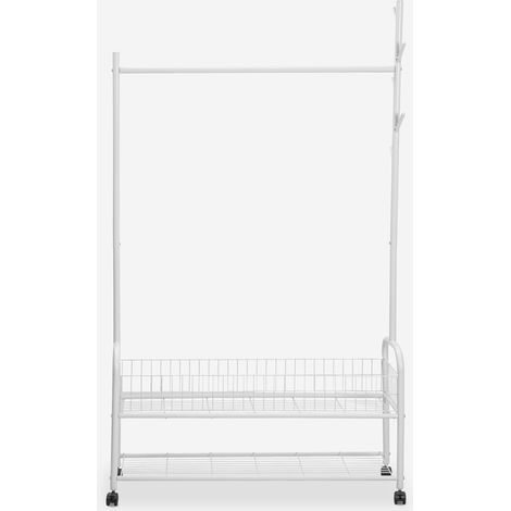 Stand carrello appendiabiti con ruote attaccapanni in metallo Lamy Plus - Bianco (1/4)