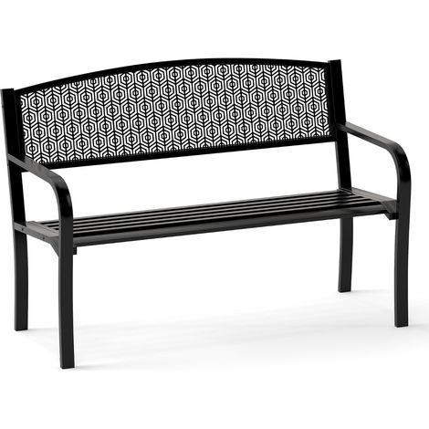 Panca da esterno 60 x 128 x 86 cm set da 1 comoda e resistente stile moderno metallo nero 200020916