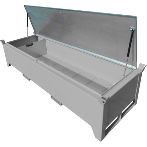 Bauer Leuchtstoffröhren-Box SL-N 220 nach ADR/RID 1.1.3.10c, Mausgrau mit verzinktem Deckel und Gasdruckfedern