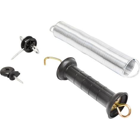 Set Maniglia per recinzioni elettriche Molla di Tensione estendibile 2 isolatori recinto elettrico Breckner Germany