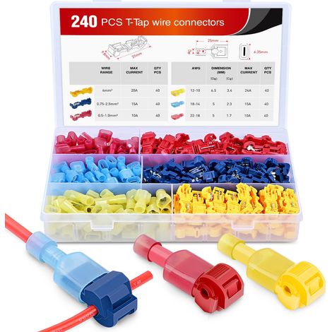 Kit de 240 connecteurs rapides à dénudage automatique pour un câblage facile, idéal pour les réparations automobiles, motos, camions et remorques. Connexion stable et longue durée de vie. Couleurs : r (1/5)