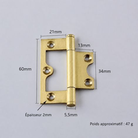 Charnière pliante H T3611 en laiton brossé mat 6 cm t3611 6cm 6 × 2,1 × 0,2 cm 47 g – Livraison gratuite