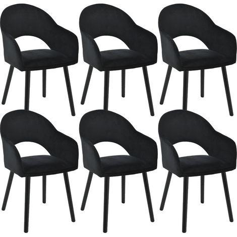 Modern dining chairs with crescent-shaped backrests and ergonomic armrests, combining style and comfort - Set of 6 - Black (1/5)