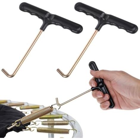 Lot de 2 outils à ressort trampoline en forme T - Outil tire-ressort crochet pour Crochet avec poignée plastique l'installation des ressorts