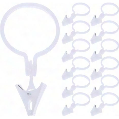 80 Gardinenclips mit Clips, Gardinenhaken, Stangenringen, Vorhangclips, Set mit 80 Teilen, silberfarbene Ausführung. (1/3)