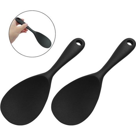 Ensemble de 2 cuillères à riz - Cuisine - Cuillères - Ustensiles de cuisine en silicone - Accessoires de cuisine - Set de cuisson antiadhésif - Spatules et cuillères en silicone - Essentiels de cuisin (1/5)