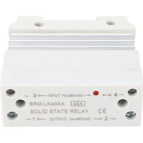 Relais statique monophasé sur rail DIN, entrée 70-280VAC, sortie 24-480VAC, dissipateur thermique intégré (1/5)