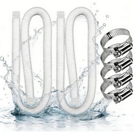 2 Pièces Tuyau Piscine 32mm 149 9cm Tuyau Piscine avec 4 Pinces Métalliques pour Pompe à Filtre Eau Arrosage ASSAINISSEMENT (TUYAU (1/5)