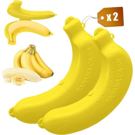 Etui Pour Banane 2 Pièces Boite a Banane Fruit Jaune Porte Banane Fruit Permet de Transporter Les Bananes en Toute Sécurité, en évitant Qu'Elles Ne Soient écrasées Et Décolorées (1/5)