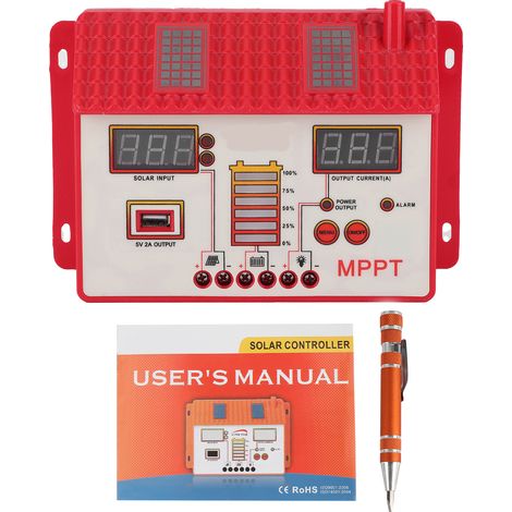 Régulateur de charge solaire intelligent MPPT 40A 12V/24V, affichage LED, sortie USB, contrôleur de panneau solaire (1/5)