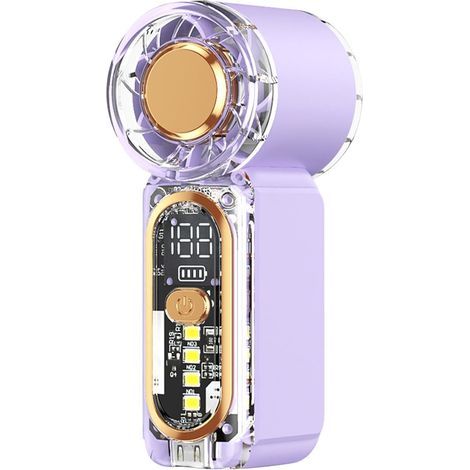 Mini-ventilateur portable,3 vitesses réglables, silencieux, rechargeable USB, sans bruit,Affichage LED,Intérieur extérieur,Violet (1/5)