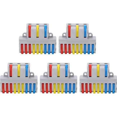 5Pcs Connecteur de fil à levier type écrou SPL-93, bloc terminal rapide 9 en 3 (1/5)