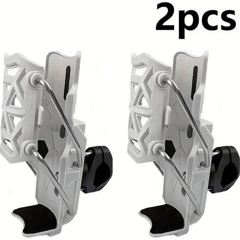 2 porte-gobelets adaptatifs pour motos et véhicules électriques - Support de pare-chocs rotatif et pliable, plastique durable, sans alimentation, fixation sécurisée, design élégant et robuste - blanc (1/5)