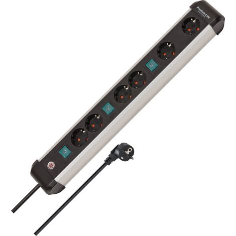 Brennenstuhl 1391030601 Multipresa con interruttore Argento, Nero Schuko 1 pz. (1/5)