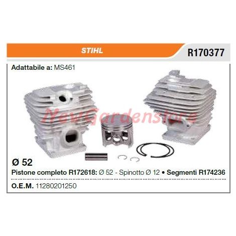 Cilindro pistone segmenti compatibili STIHL motosega MS461 11280201250